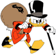 Scrooge McDuck carrying bag of money