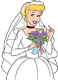 Cinderella holding wedding bouquet