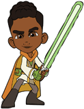 Kai posing with his lightsaber
