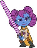 Lys posing with her lightsaber