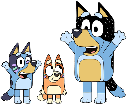 Bluey & Bingo wearing zinc sunscreen with dad at the beach