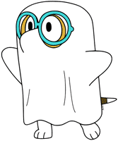 Honey wearing a ghost costume