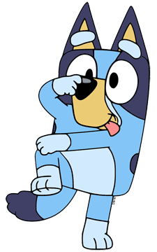 Bluey making a funny face