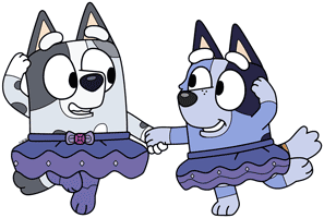 Muffin and Socks dancing in tutus
