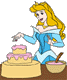 Aurora decorating cake
