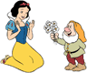 Sneezy giving Snow White flowers
