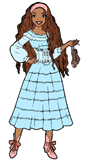 Human Ariel in her blue dress