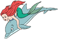 Ariel riding dolphin