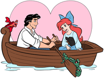Ariel and Eric in the rowboat: kiss the girl