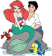 Ariel, Eric, Flounder, Sebastian