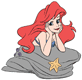 Ariel resting cheeks in palms of hands