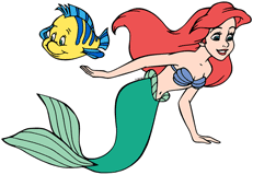Ariel on an adventure with Flounder