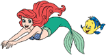 Ariel swimming with Flounder
