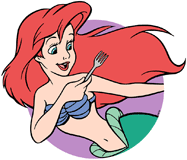 Ariel holding a fork