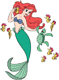 Ariel with sea turtle and seahorses
