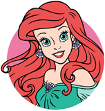 Ariel on pink background wearing green dress