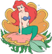 Ariel sitting in a seashell