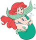 Ariel holding her tail to her chin