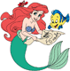 Ariel, Flounder, Sebastian, treasure map