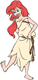 Ariel wearing an old sail with rope