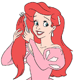 Ariel brushing her hair with a fork