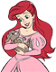 Ariel in a pink dress, feeding a carrot to a rabbit
