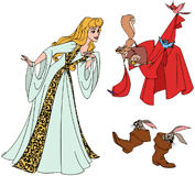 Aurora bowing to her animal friends