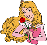 Aurora holding a rose