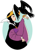 The Evil Queen with her pet crow