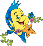 Flounder holding a starfish necklace