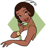 Glamorous Tiana in her white and gold dress