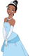 Tiana in blue dress with crown