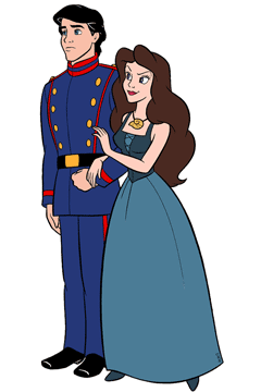 Vanessa holding Prince Eric's arm