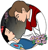 The Prince leaning over to kiss Snow White