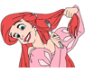 Ariel brushing her hair with a fork