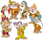 Seven Dwarfs dressed up in winter