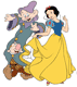 Snow White dancing with Dopey, Sneezy in disguise