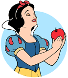 Snow White about to take a bite of the apple