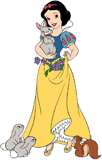 Snow White holding a bunny rabbit