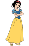 Snow White standing with her arms crossed