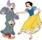 Snow White dancing with Dopey, Sneezy