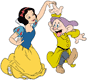 Snow White dancing with Dopey