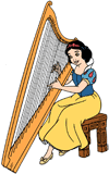 Snow White playing the harp