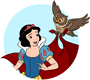 Snow White with an owl clutching her cape