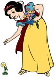 Snow White picking flowers