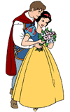 The Prince & Snow White holding a bouquet of flowers