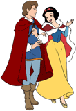 Snow White & the Prince walking arm in arm in winter