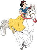 Snow White riding a horse