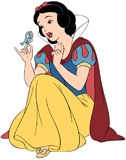 Snow White singing to a shy bird