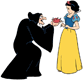 Witch offering apple to Snow White